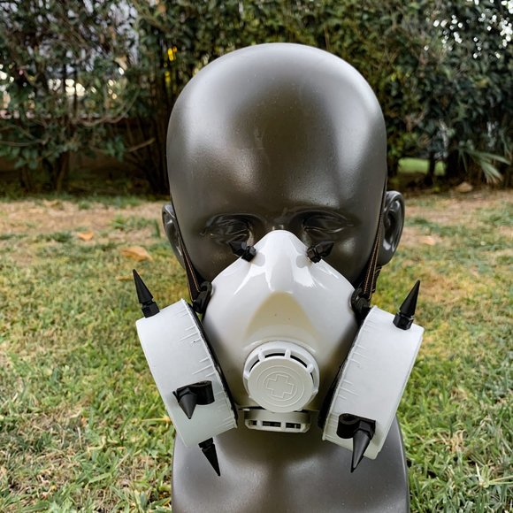 Steampunk Cosplay Costume Mask White Red Party Masquerade Mouth Cover Mask - Picture 3 of 3